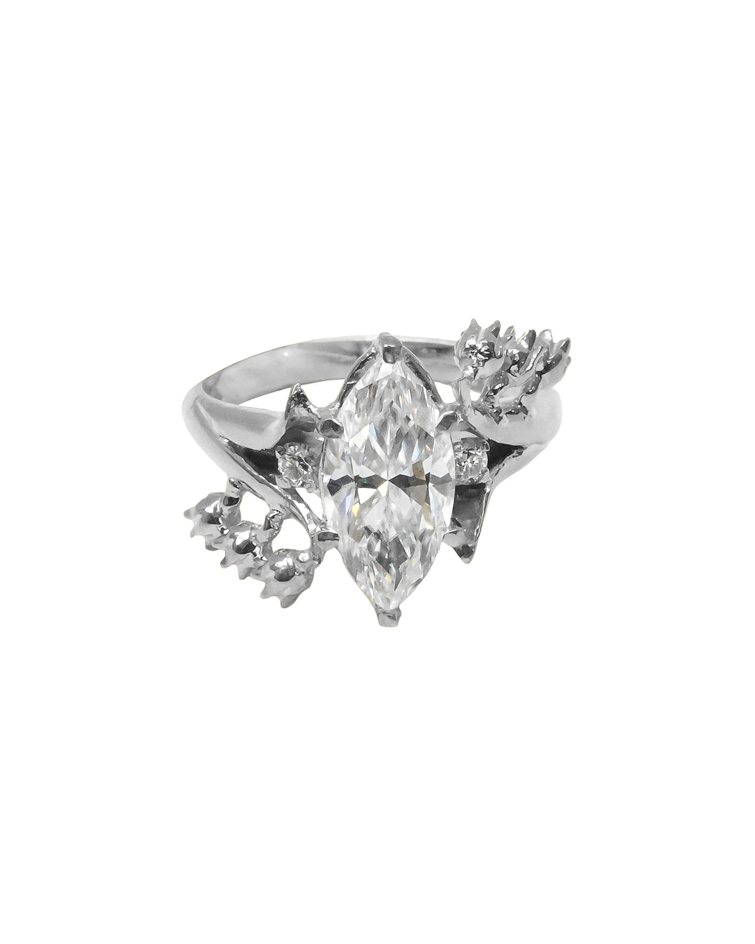 Laras - Lily of the Valley Ring with Marquise Stone in 18K Gold
