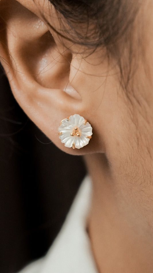 Hibiscus Earstud with Mother of Pearl