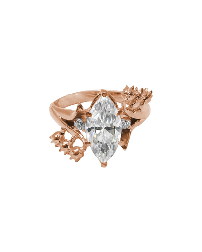 Laras - Lily of the Valley Ring with Marquise Stone in 18K Gold