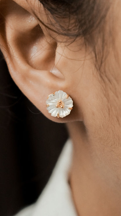 Hibiscus Earstud with Mother of Pearl